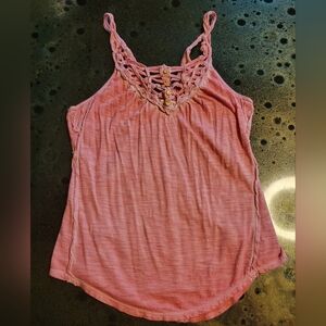 Free People Tank Top Pink Cut Out Accent At Neck Size Medium